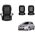 Auto Beast Beaded Plush Velvet Car Seat Cover Cushion for Car Acupressure Massage Comfort Marble Bead Cushion Compatible with I20 Type 1| Velvet Cushion(1 Pack_Black)