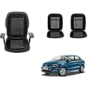 Auto Beast Beaded Plush Velvet Car Seat Cover Cushion for Car Acupressure Massage Comfort Marble Bead Cushion Compatible with Volkswagen Ameo| Velvet Cushion(1 Pack_Black)