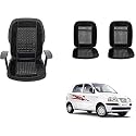 Auto Beast Beaded Plush Velvet Car Seat Cover Cushion for Car Acupressure Massage Comfort Marble Bead Cushion Compatible with Santro Xing| Velvet Cushion(1 Pack_Black)