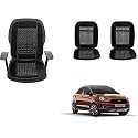 Auto Beast Beaded Plush Velvet Car Seat Cover Cushion for Car Acupressure Massage Comfort Marble Bead Cushion Compatible with Ford Aspire Free Style| Velvet Cushion(1 Pack_Black)