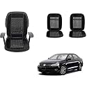 Auto Beast Beaded Plush Velvet Car Seat Cover Cushion for Car Acupressure Massage Comfort Marble Bead Cushion Compatible with Volkswagen Jetta Type 2| Velvet Cushion(1 Pack_Black)
