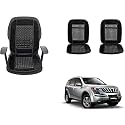 Auto Beast Beaded Plush Velvet Car Seat Cover Cushion for Car Acupressure Massage Comfort Marble Bead Cushion Compatible with Mahindra XUV 500| Velvet Cushion(1 Pack_Black)