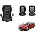 Auto Beast Beaded Plush Velvet Car Seat Cover Cushion for Car Acupressure Massage Comfort Marble Bead Cushion Compatible with Mitsubishi Lancer| Velvet Cushion(1 Pack_Black)