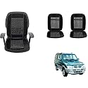 Auto Beast Beaded Plush Velvet Car Seat Cover Cushion for Car Acupressure Massage Comfort Marble Bead Cushion Compatible with Mahindra Rhino| Velvet Cushion(1 Pack_Black)