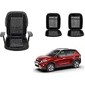 Auto Beast Beaded Plush Velvet Car Seat Cover Cushion for Car Acupressure Massage Comfort Marble Bead Cushion Compatible with Kai Sonet| Velvet Cushion(1 Pack_Black)