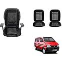 Auto Beast Beaded Plush Velvet Car Seat Cover Cushion for Car Acupressure Massage Comfort Marble Bead Cushion Compatible with Maruti Suzuki Eeco| Velvet Cushion(1 Pack_Black)