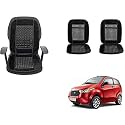 Auto Beast Beaded Plush Velvet Car Seat Cover Cushion for Car Acupressure Massage Comfort Marble Bead Cushion Compatible with Mahindra Reva E20| Velvet Cushion(1 Pack_Black)