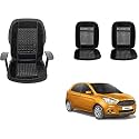 Auto Beast Beaded Plush Velvet Car Seat Cover Cushion for Car Acupressure Massage Comfort Marble Bead Cushion Compatible with F.i.g.o. 2015 | Velvet Cushion(1 Pack_Black)