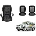 Auto Beast Beaded Plush Velvet Car Seat Cover Cushion for Car Acupressure Massage Comfort Marble Bead Cushion Compatible with Tata Sumo Grande| Velvet Cushion(1 Pack_Black)
