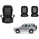 Auto Beast Beaded Plush Velvet Car Seat Cover Cushion for Car Acupressure Massage Comfort Marble Bead Cushion Compatible with Tata Safari| Velvet Cushion(1 Pack_Black)
