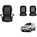 Auto Beast Beaded Plush Velvet Car Seat Cover Cushion for Car Acupressure Massage Comfort Marble Bead Cushion Compatible with Tata Safari Storme| Velvet Cushion(1 Pack_Black)