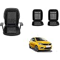 Auto Beast Beaded Plush Velvet Car Seat Cover Cushion for Car Acupressure Massage Comfort Marble Bead Cushion Compatible with Tata Tiago 2020| Velvet Cushion(1 Pack_Black)