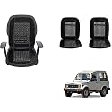 Auto Beast Beaded Plush Velvet Car Seat Cover Cushion for Car Acupressure Massage Comfort Marble Bead Cushion Compatible with Maruti Suzuki Gypsy| Velvet Cushion(1 Pack_Black)