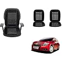 Auto Beast Beaded Plush Velvet Car Seat Cover Cushion for Car Acupressure Massage Comfort Marble Bead Cushion Compatible with Cruze| Velvet Cushion(1 Pack_Black)