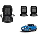 Auto Beast Beaded Plush Velvet Car Seat Cover Cushion for Car Acupressure Massage Comfort Marble Bead Cushion Compatible with i20 Elite 2018| Velvet Cushion(1 Pack_Black)