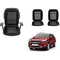Auto Beast Beaded Plush Velvet Car Seat Cover Cushion for Car Acupressure Massage Comfort Marble Bead Cushion Compatible with Kia Seltos| Velvet Cushion(1 Pack_Black)
