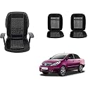 Auto Beast Beaded Plush Velvet Car Seat Cover Cushion for Car Acupressure Massage Comfort Marble Bead Cushion Compatible with Tata Manza| Velvet Cushion(1 Pack_Black)