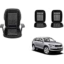 Auto Beast Beaded Plush Velvet Car Seat Cover Cushion for Car Acupressure Massage Comfort Marble Bead Cushion Compatible with Skoda kodiaq| Velvet Cushion(1 Pack_Black)
