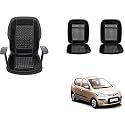 Auto Beast Beaded Plush Velvet Car Seat Cover Cushion for Car Acupressure Massage Comfort Marble Bead Cushion Compatible with I10 Type 1| Velvet Cushion(1 Pack_Black)