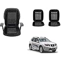Auto Beast Beaded Plush Velvet Car Seat Cover Cushion for Car Acupressure Massage Comfort Marble Bead Cushion Compatible with Nissan Terrano| Velvet Cushion(1 Pack_Black)