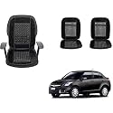 Auto Beast Beaded Plush Velvet Car Seat Cover Cushion for Car Acupressure Massage Comfort Marble Bead Cushion Compatible with Swift Dzire Type 3 (1 Pack_Black)