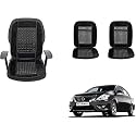 Auto Beast Beaded Plush Velvet Car Seat Cover Cushion for Car Acupressure Massage Comfort Marble Bead Cushion Compatible with Nissan Sunny New| Velvet Cushion(1 Pack_Black)