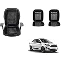 Auto Beast Beaded Plush Velvet Car Seat Cover Cushion for Car Acupressure Massage Comfort Marble Bead Cushion Compatible with F.i.g.o Aspire 2019| Velvet Cushion(1 Pack_Black)