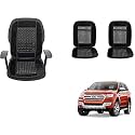 Auto Beast Beaded Plush Velvet Car Seat Cover Cushion for Car Acupressure Massage Comfort Marble Bead Cushion Compatible with Ford Endeavour 2017| Velvet Cushion(1 Pack_Black)
