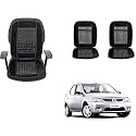 Auto Beast Beaded Plush Velvet Car Seat Cover Cushion for Car Acupressure Massage Comfort Marble Bead Cushion Compatible with Mahindra Logan| Velvet Cushion(1 Pack_Black)