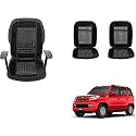 Auto Beast Beaded Plush Velvet Car Seat Cover Cushion for Car Acupressure Massage Comfort Marble Bead Cushion Compatible with Mahindra TUV 300| Velvet Cushion(1 Pack_Black)