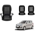 Auto Beast Beaded Plush Velvet Car Seat Cover Cushion for Car Acupressure Massage Comfort Marble Bead Cushion Compatible with Maruti Suzuki Wagon R Stingray| Velvet Cushion(1 Pack_Black)