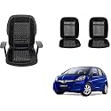 Auto Beast Beaded Plush Velvet Car Seat Cover Cushion for Car Acupressure Massage Comfort Marble Bead Cushion Compatible with Jazz 2015 S | Velvet Cushion(1 Pack_Black)