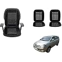Auto Beast Beaded Plush Velvet Car Seat Cover Cushion for Car Acupressure Massage Comfort Marble Bead Cushion Compatible with Toyota Innova 2005 2012| Velvet Cushion(1 Pack_Black)