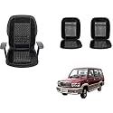 Auto Beast Beaded Plush Velvet Car Seat Cover Cushion for Car Acupressure Massage Comfort Marble Bead Cushion Compatible with Toyota Qualis| Velvet Cushion(1 Pack_Black)