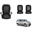 Auto Beast Beaded Plush Velvet Car Seat Cover Cushion for Car Acupressure Massage Comfort Marble Bead Cushion Compatible with Mahindra TUV 300 Plus| Velvet Cushion(1 Pack_Black)