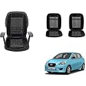 Auto Beast Beaded Plush Velvet Car Seat Cover Cushion for Car Acupressure Massage Comfort Marble Bead Cushion Compatible with Datsun Go| Velvet Cushion(1 Pack_Black)
