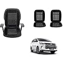 Auto Beast Beaded Plush Velvet Car Seat Cover Cushion for Car Acupressure Massage Comfort Marble Bead Cushion Compatible with Toyota Innova Crysta 2019| Velvet Cushion(1 Pack_Black)