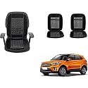 Auto Beast Beaded Plush Velvet Car Seat Cover Cushion for Car Acupressure Massage Comfort Marble Bead Cushion Compatible with Creta Type 1| Velvet Cushion(1 Pack_Black)