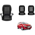 Auto Beast Beaded Plush Velvet Car Seat Cover Cushion for Car Acupressure Massage Comfort Marble Bead Cushion Compatible with Getz Prime| Velvet Cushion(1 Pack_Black)
