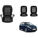 Auto Beast Beaded Plush Velvet Car Seat Cover Cushion for Car Acupressure Massage Comfort Marble Bead Cushion Compatible with i10 Grand Nios| Velvet Cushion(1 Pack_Black)