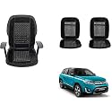 Auto Beast Beaded Plush Velvet Car Seat Cover Cushion for Car Acupressure Massage Comfort Marble Bead Cushion Compatible with Maruti Suzuki Grand Vitara| Velvet Cushion(1 Pack_Black)