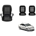 Auto Beast Beaded Plush Velvet Car Seat Cover Cushion for Car Acupressure Massage Comfort Marble Bead Cushion Compatible with Volkswagen Vento| Velvet Cushion(1 Pack_Black)