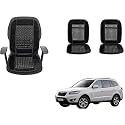 Auto Beast Beaded Plush Velvet Car Seat Cover Cushion for Car Acupressure Massage Comfort Marble Bead Cushion Compatible with Terracan| Velvet Cushion(1 Pack_Black)