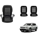Auto Beast Beaded Plush Velvet Car Seat Cover Cushion for Car Acupressure Massage Comfort Marble Bead Cushion Compatible with Jeep Compass| Velvet Cushion(1 Pack_Black)