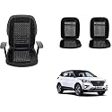 Auto Beast Beaded Plush Velvet Car Seat Cover Cushion for Car Acupressure Massage Comfort Marble Bead Cushion Compatible with Creta 2018 2019| Velvet Cushion(1 Pack_Black)