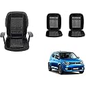 Auto Beast Beaded Plush Velvet Car Seat Cover Cushion for Car Acupressure Massage Comfort Marble Bead Cushion Compatible with Maruti Suzuki Ignis| Velvet Cushion(1 Pack_Black)