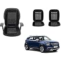 Auto Beast Beaded Plush Velvet Car Seat Cover Cushion for Car Acupressure Massage Comfort Marble Bead Cushion Compatible with Venue| Velvet Cushion(1 Pack_Black)