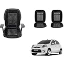 Auto Beast Beaded Plush Velvet Car Seat Cover Cushion for Car Acupressure Massage Comfort Marble Bead Cushion Compatible with Nissan Micra Active| Velvet Cushion(1 Pack_Black)