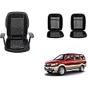 Auto Beast Beaded Plush Velvet Car Seat Cover Cushion for Car Acupressure Massage Comfort Marble Bead Cushion Compatible with Tavera Type 2| Velvet Cushion(1 Pack_Black)