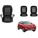 Auto Beast Beaded Plush Velvet Car Seat Cover Cushion for Car Acupressure Massage Comfort Marble Bead Cushion Compatible with Tata Nexon 2020| Velvet Cushion(1 Pack_Black)